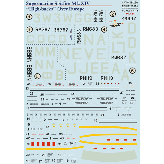 プリントスケール 1/48 48-290 スーパーマリン スピットファイア XIV ハイバック パート1_画像1