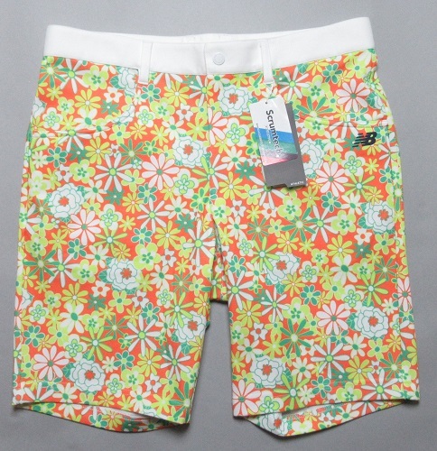 【SALE/37%OFF】 ニューバランス ゴルフ ボタニカル柄 ストレッチハーフ・ショートパンツ 定価14300円/5(80-84)/012-3132205/新品/オレンジ 84cm~