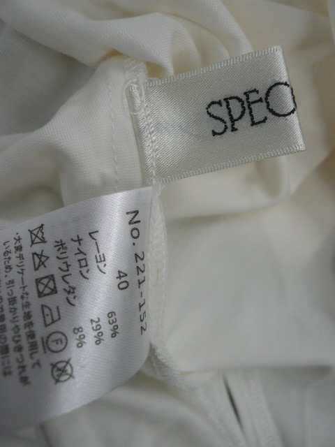 シンプル 上品◆SPECCHIO 半袖 カットソー デザイン Tシャツ レディース 40 L 白 ミセス 綺麗目 華やか 着回し 夏物 スペッチオ〇5-120y_画像7