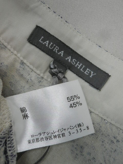 綿麻 快適◆LAURA ASHLEY 半袖 チュニック レディース 11 M 紺 グレー ミセス スキッパー 上品 綺麗目 花柄 夏物 ローラアシュレイ〇5-155y_画像7