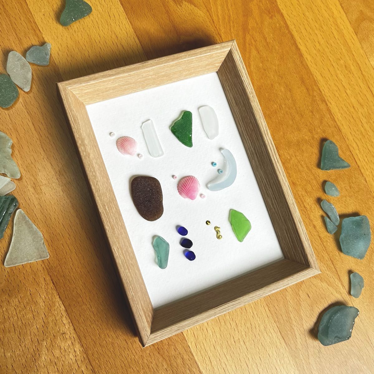 BIG【Shell* heart】海からの贈り物 シーグラスアート BIG【Shell* heart】海からの贈り物 シーグラスアート