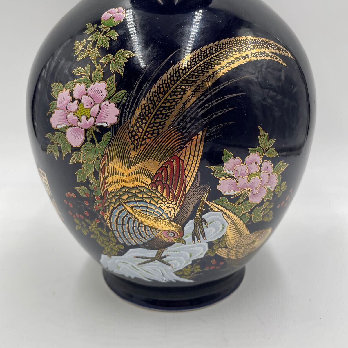 k808 有田焼 木仙 花瓶 花器 金彩 共箱付き 高さ約31.5cmの画像3