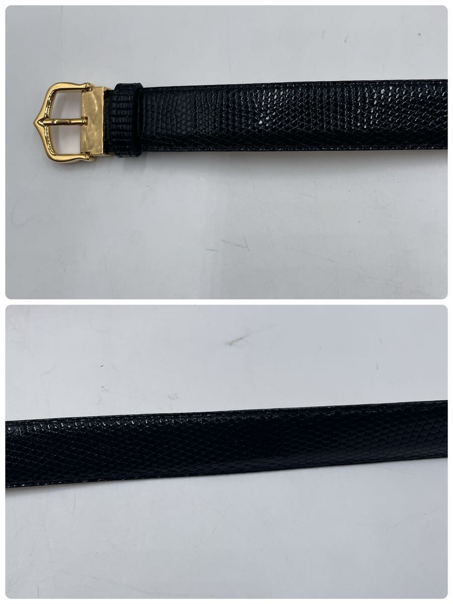 k873 Cartier カルティエ ベルト レザーベルト ブラック 箱付き_画像6