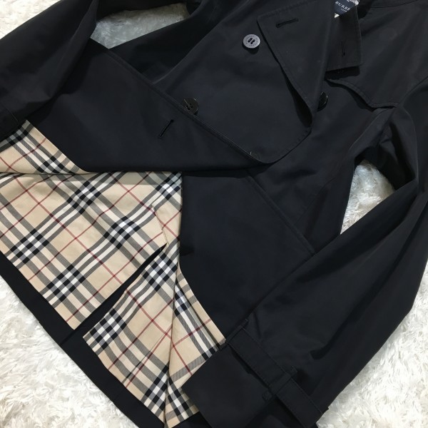 00422美品巴寶莉倫敦Burberry LONDON 風衣黑黑女士春秋外套M nova檢查乾洗完畢    原文:00422 美品 バーバリーロンドン Burberry LONDON トレンチコート ブラック 黒 レディース スプリングコート M ノバチェック クリーニング済