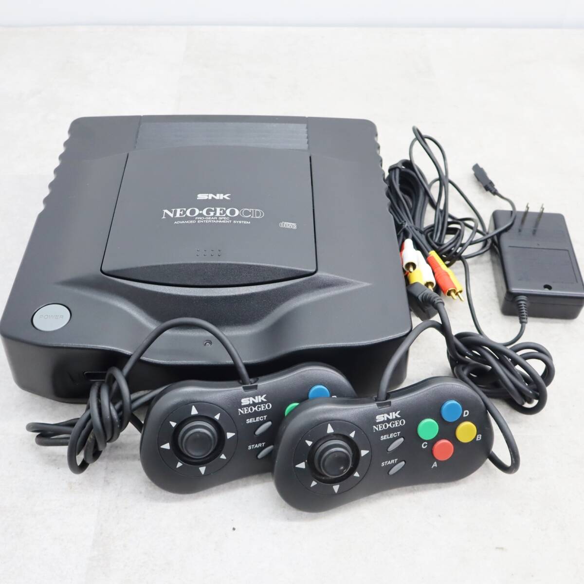 ▲起動確認OK 元箱付き｜NEO-GEO CD ネオジオCD｜SNK CD-T01 アダプター コントローラー2個｜ レトロ ゲーム機 ■P3058