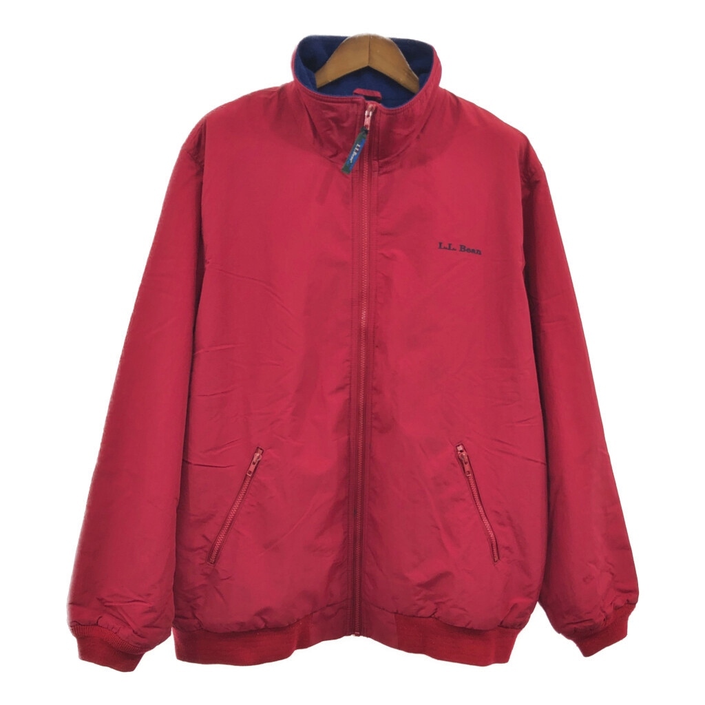 【オンラインショップ】 (メンズ レッド ワンポイントロゴ アウトドア ウォームアップジャケット エルエルビーン L.L.Bean 80年代 XL) Q8321 古着 中古 男性用