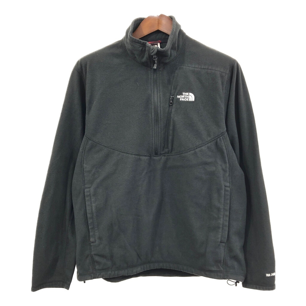 THE NORTH FACE ノースフェイス ハーフジップ フリースジャケット アウトドア ワンポイントロゴ ブラック (メンズ L) 中古 古着 Q9020