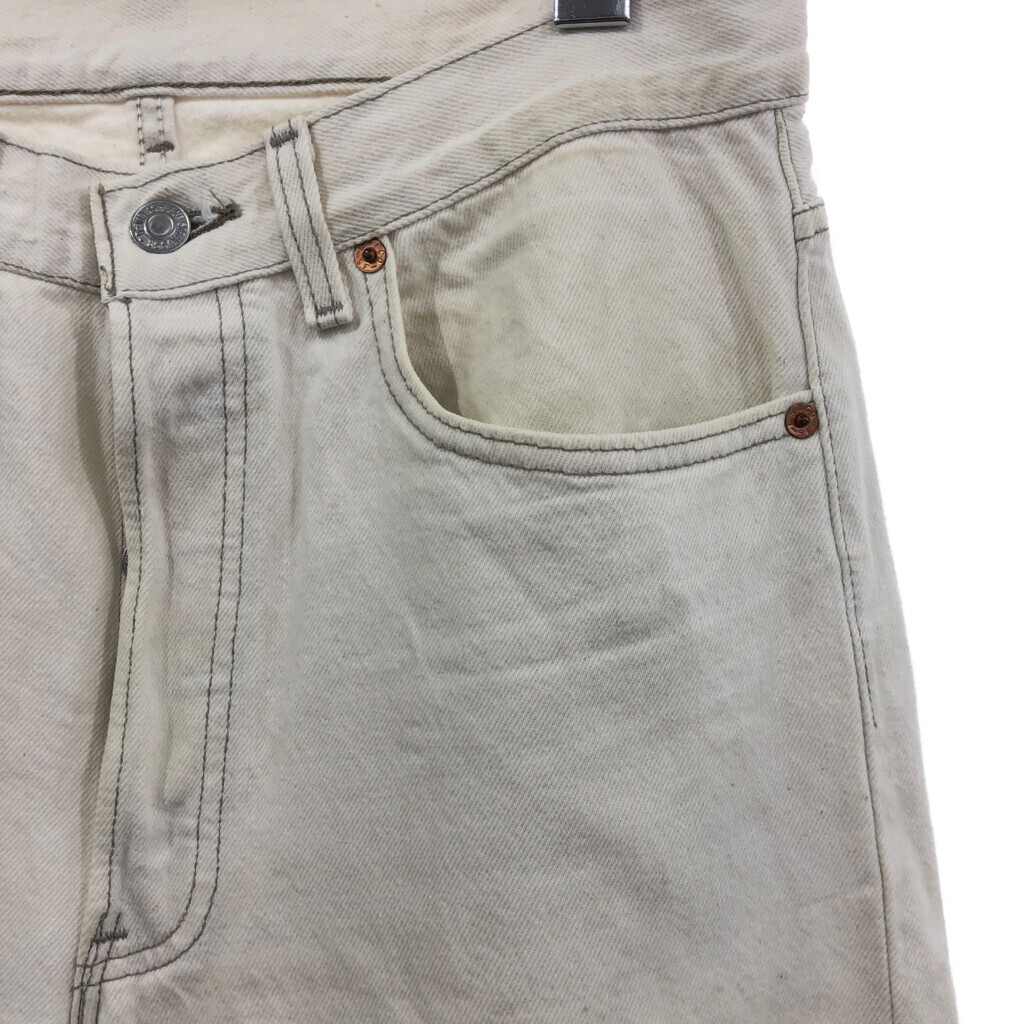 90年代 USA製 Levi's リーバイス 501 カラー デニムパンツ ホワイト (メンズ W32 L30) 中古 古着 Q8756