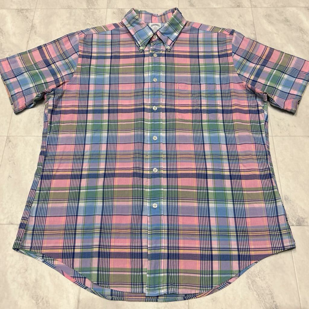 00s Brooks Brothers REGENT ブルックスブラザーズ THE ORIGINAL POLO SHIRT マドラスチェック ボタンダウン 半袖シャツ sizeL