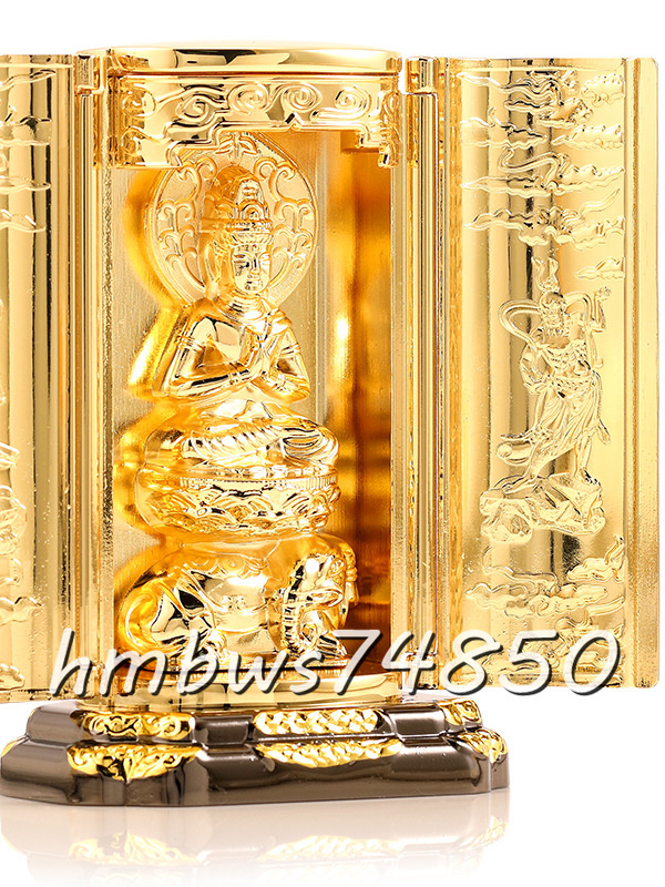 密教法具 寺院仏具」普賢菩薩 仏像 厨子入り 銅製 金メッキ 密教法具 寺院仏具」普賢菩薩 仏像 厨子入り 銅製 金メッキ