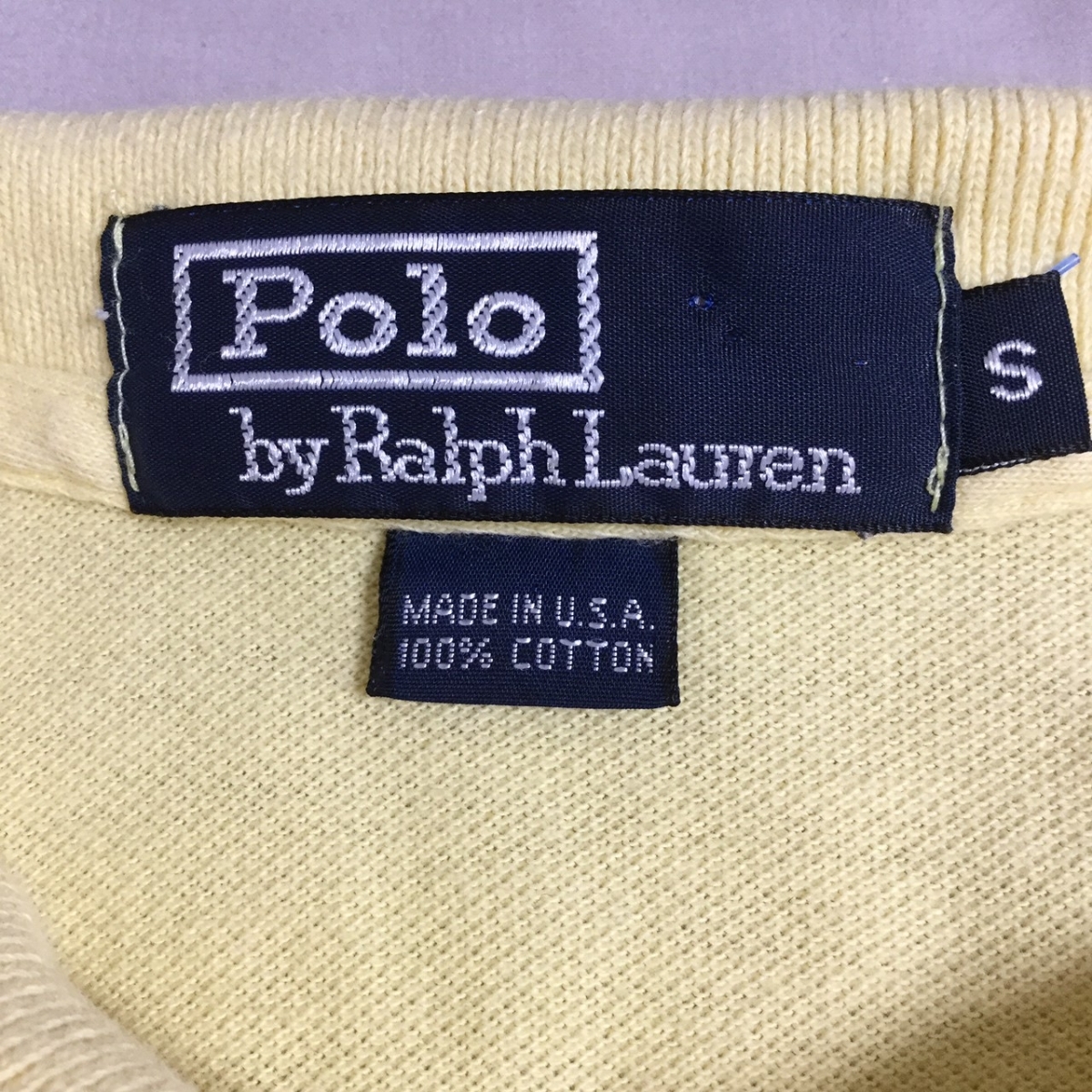 USA製 Polo by Ralph Lauren ポロ ラルフローレン ポロシャツ 鹿の子 薄黄色 カナリア色