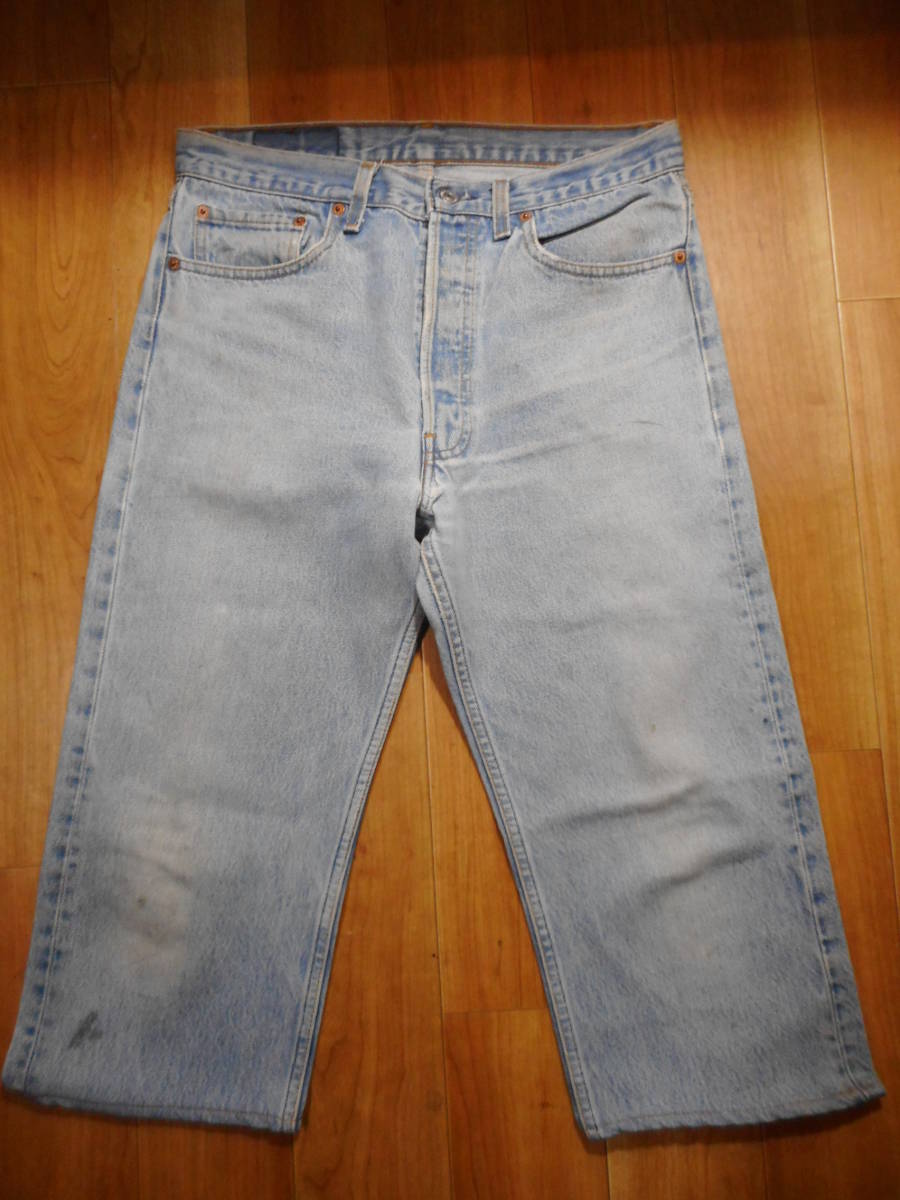 LEVIS JEANS リーバイス 501XX USED チェーンステッチ リメイク 7.8分丈 アメリカ買い付け品 W34 LEVI STRAUSS & CO. 04 USED DENNIME _画像1