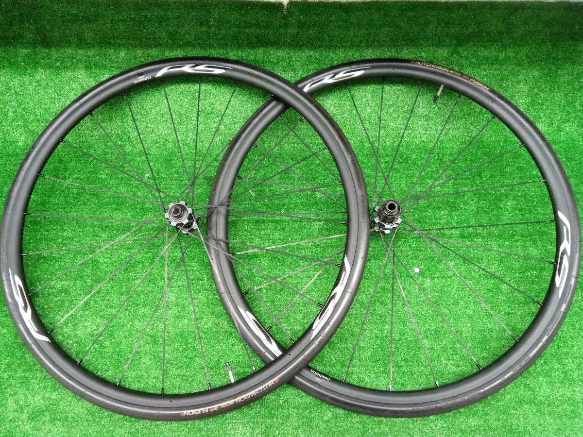 ★中古品★SHIMANO シマノ RS370 前後セット HUTCHINSON FUSION5 25-622 700×25C ディスクブレーキ対応【他商品と同梱歓迎】
