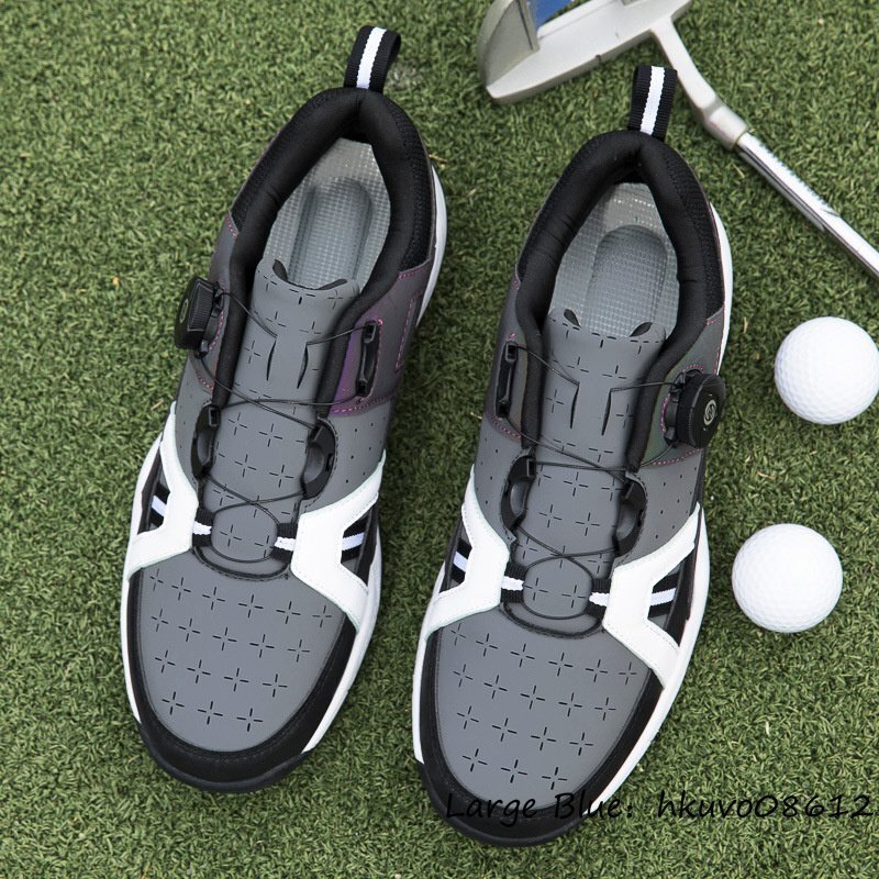 超美品 メンズ スポーツシューズ フィット感 ダイヤル式 運動靴 新品★ゴルフシューズ ソフトスパイク 26.5cm ブラック 防滑耐磨 軽量弾力性通気性 26.5cm