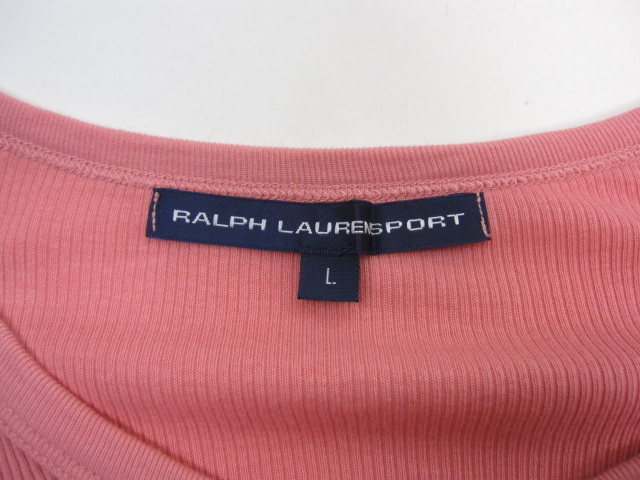 ラルフローレン Ralph Lauren Sport カットソー 半袖 Vネック コットン L ピンク C548_画像4
