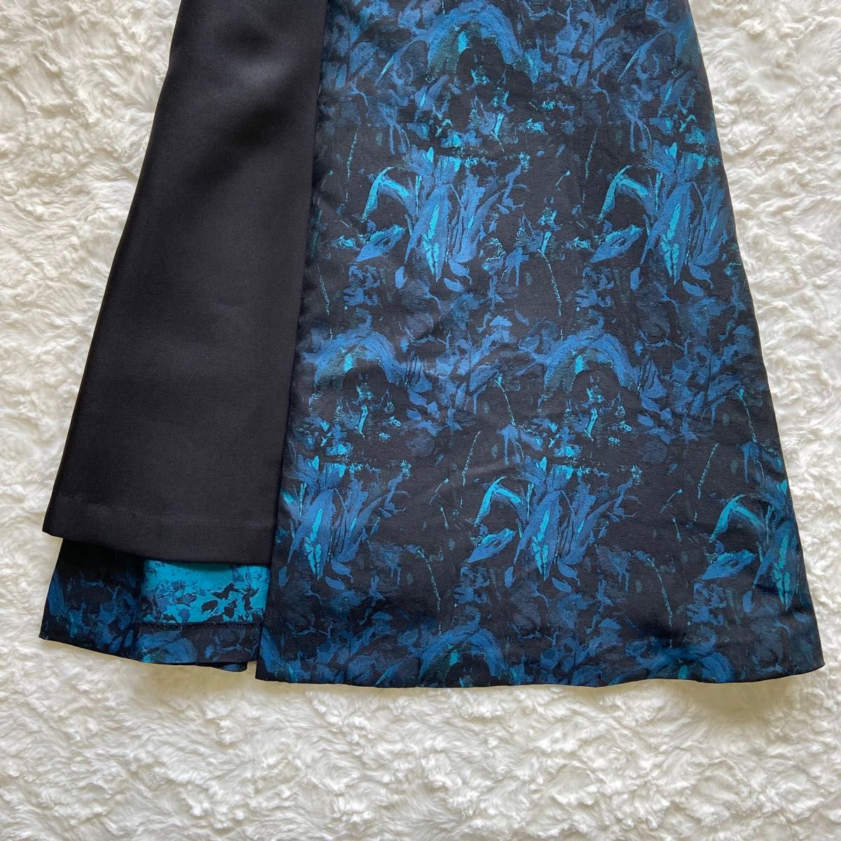 美品】HARE ガラキリカエフレアスカート ブルー ロングスカート 美品】HARE ガラキリカエフレアスカート ブルー ロングスカート
