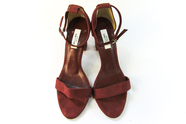  Urban Research millimeter um sandals ankle belt suede cue van heel made in Japan lady's M size red URBAN RESEARCH