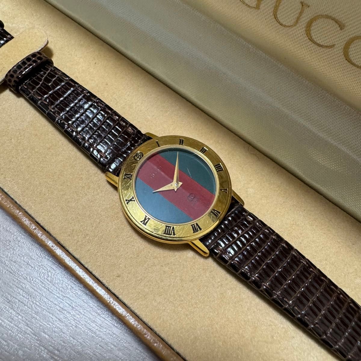 極希少】GUCCI シュリーライン腕時計 非稼働 純正ベルト/化粧箱 極希少】GUCCI シュリーライン腕時計 非稼働 純正ベルト/化粧箱