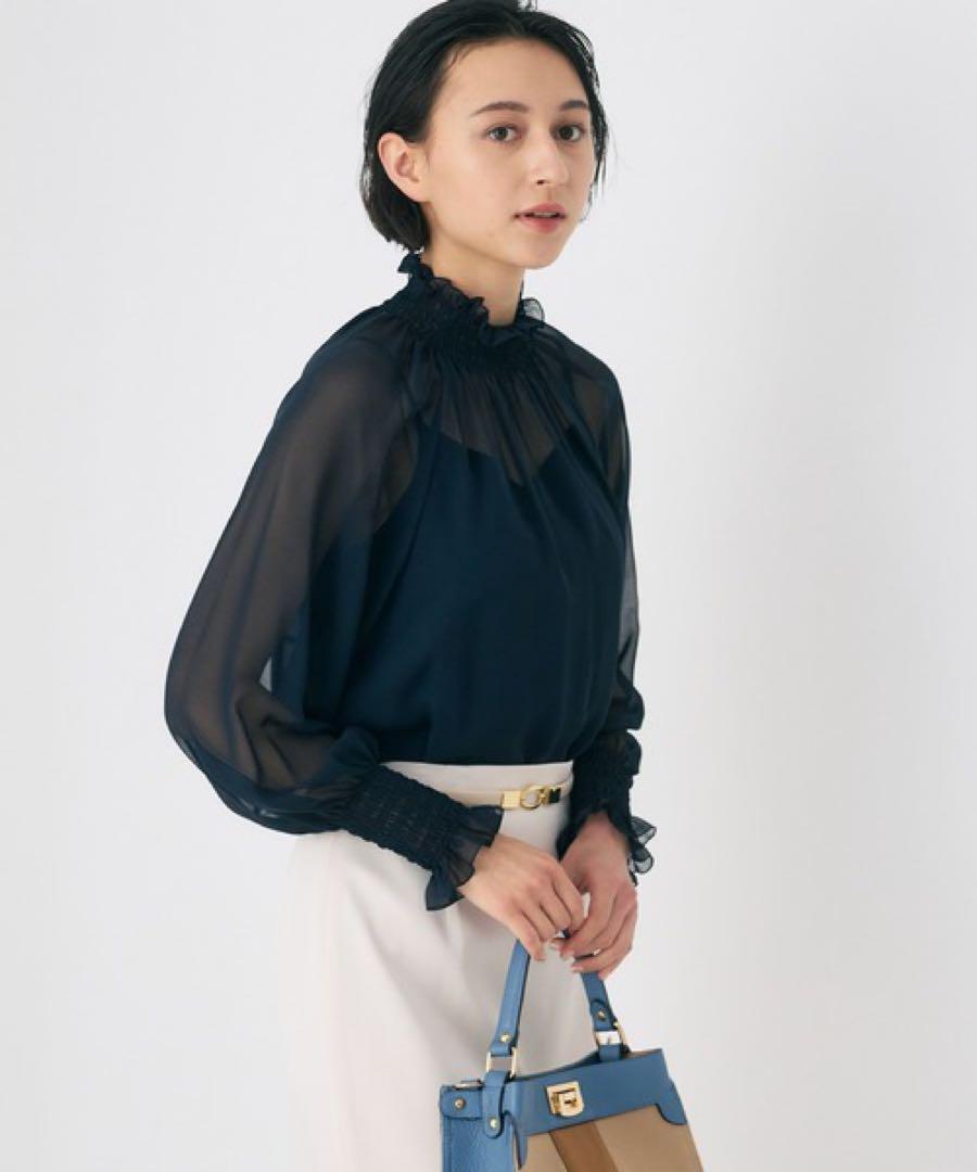 508】美品 アナイ シアージョーゼットシャーリングブラウス 508】美品 アナイ シアージョーゼットシャーリングブラウス