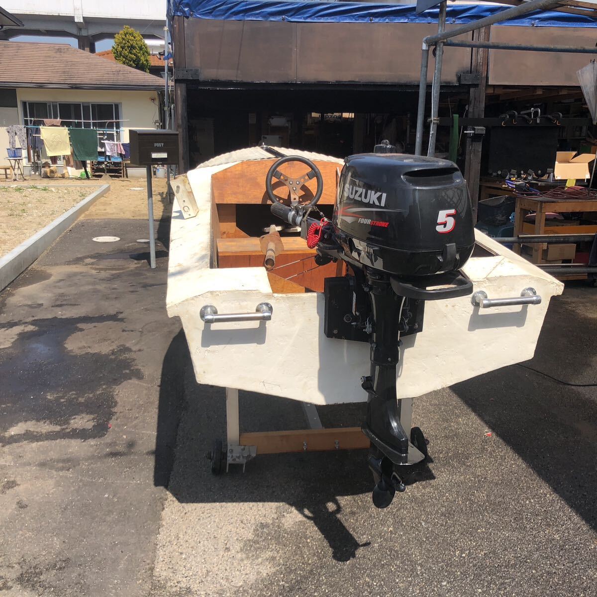 2乗ボート船外機5馬力手作り触接引き取り希望