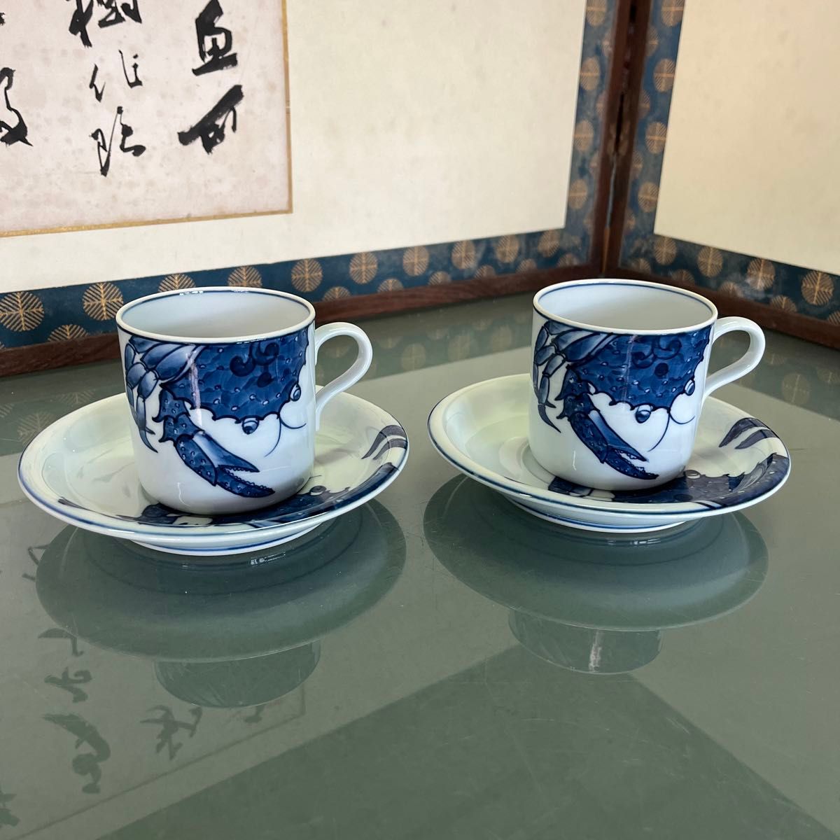 有田焼 源右衛門 染付蟹絵 大皿 飾り皿 31cm 箱無 中古美品 - 皿 有田焼 源右衛門 染付蟹絵 大皿 飾り皿 31cm 箱無 中古美品 - 皿