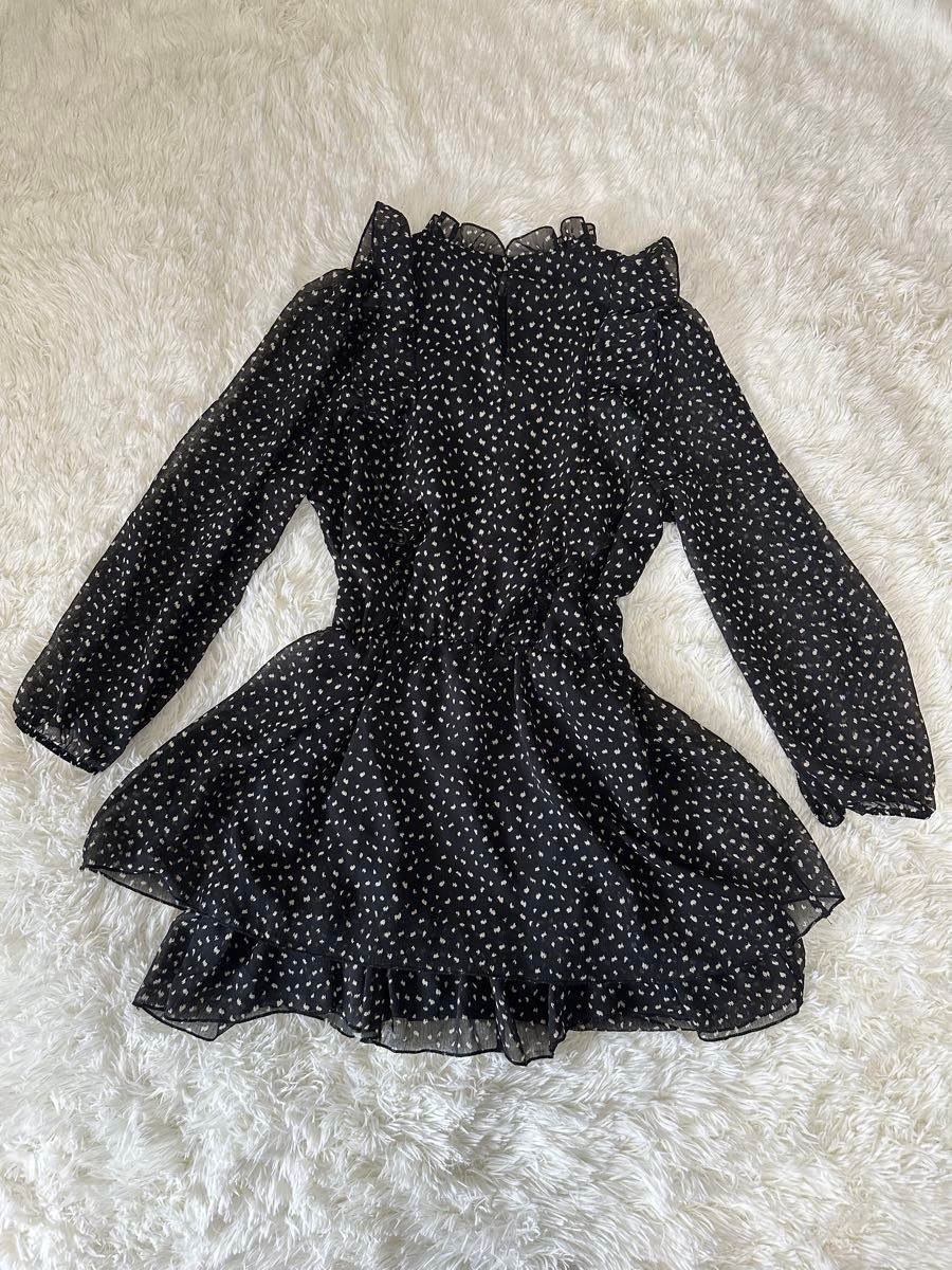 【ZARA】プリント柄フリルワンピース 3713/359/330 超美品/ ZARA フリル付きプリント柄ワンピース Lサイズ|Yahoo