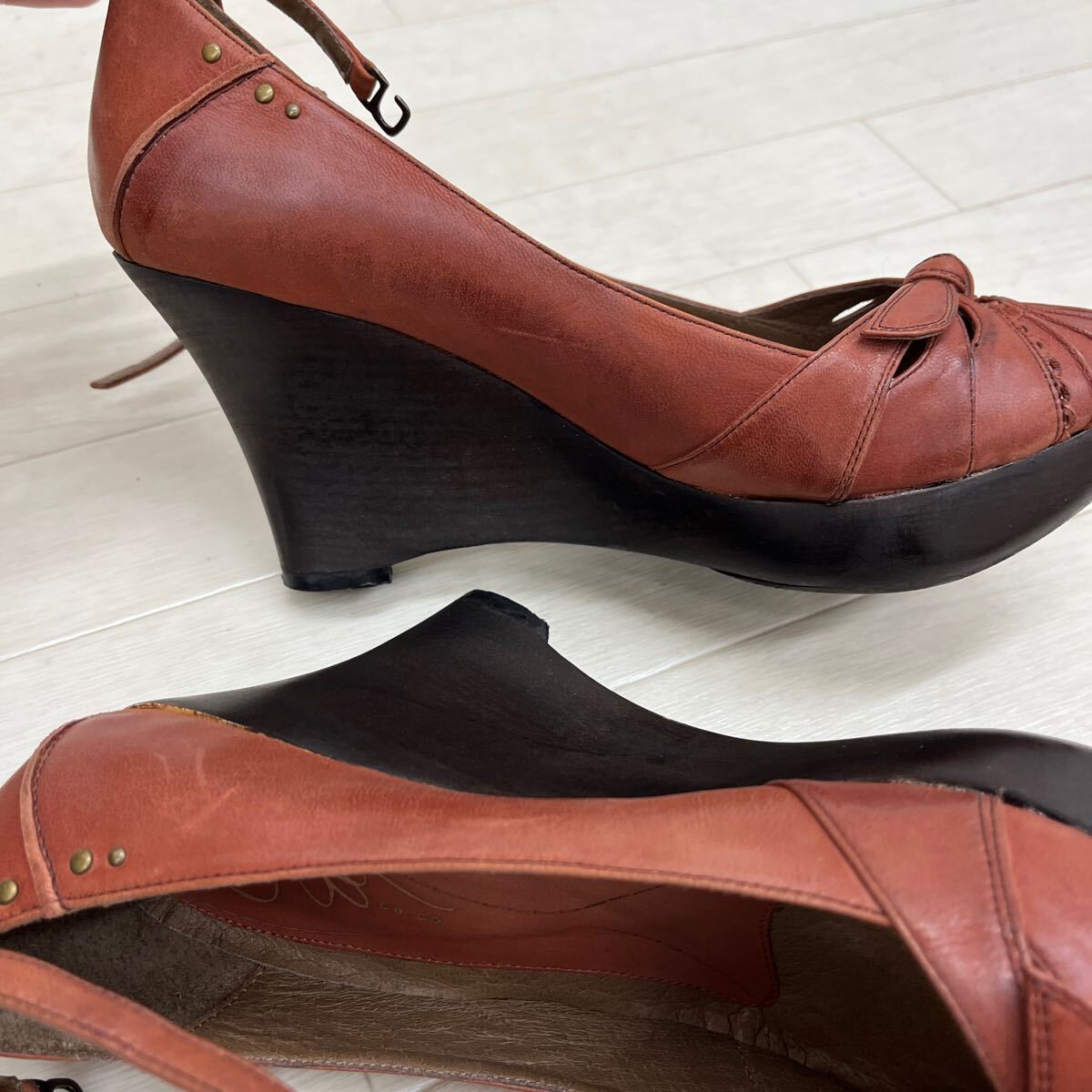 1456* ce co обувь обувь туфли-лодочки ремешок высокий каблук настоящий кожа натуральная кожа casual Brown женский 23.5