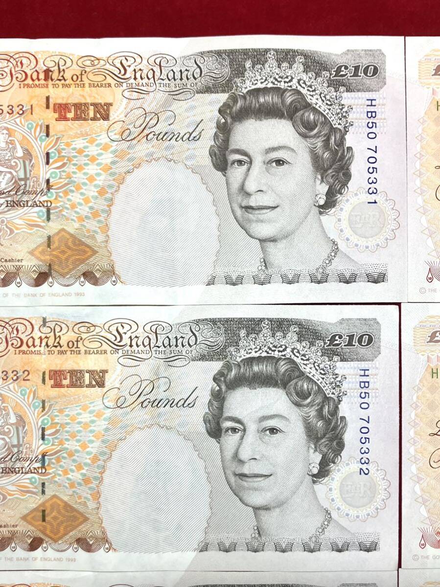  Britain England old note Elizabeth woman .10 pound ream number .10£ ×8 note old . old note foreign note Bank of England
