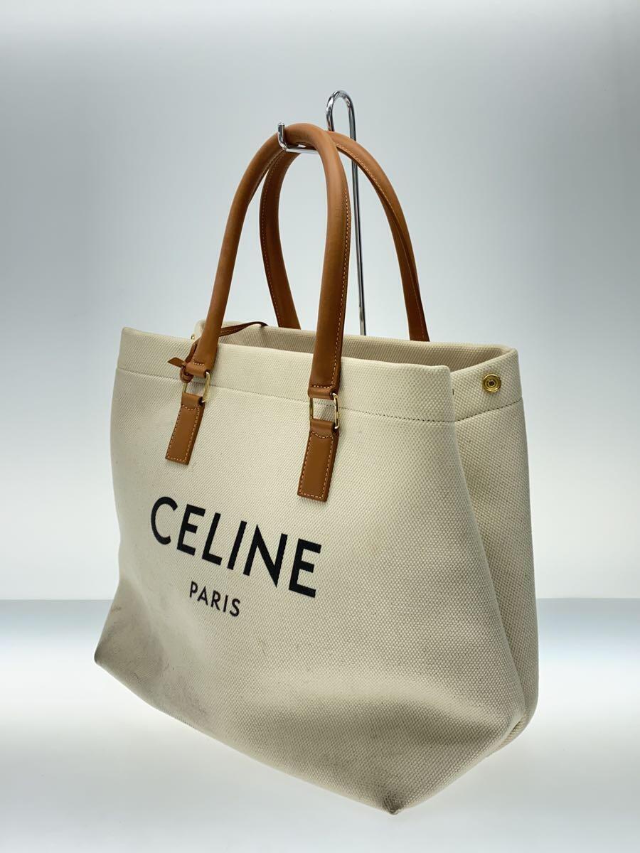 【CELINE】lady's トートバッグ キャンバス ロゴ whiteカラー CELINE◇トートバッグ/キャンバス/ホワイト/無地