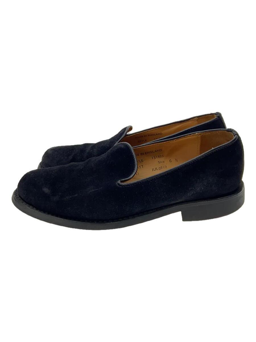 SANDERS◆ALBERT SLIPPER/スレ・履きシワ/シューズ/UK6.5/BLK/スウェード/1314BS//