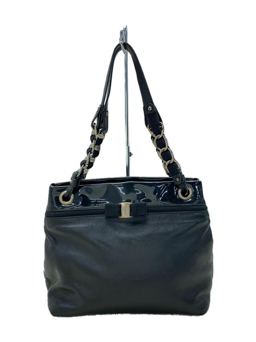 Salvatore Ferragamo◇ハンドバッグ/レザー/BLK/無地/FZ-21 C064 Salvatore Ferragamo◇ハンドバッグ/レザー/BLK/無地/FZ-21 C064