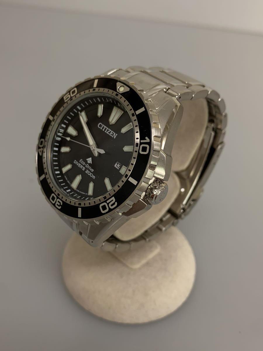 CITIZEN◆ソーラー腕時(shí)計(jì)/アナログ/ステンレス/BLK/SLV/E168-S111501