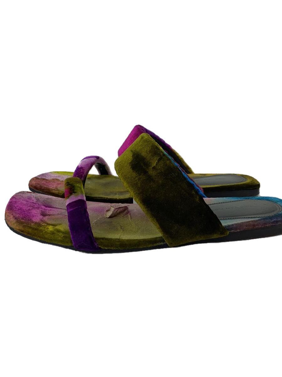 DRIES VAN NOTEN◆サンダル/38/マルチカラー/ベルベットサンダル/状態考慮/破れ有り//