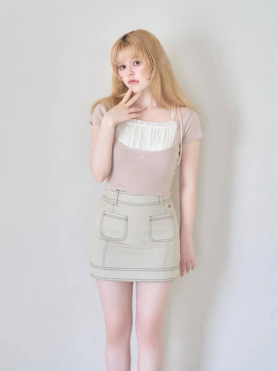 新品未使用】ANDMARY Mew frill tops Beige アンドマリー フリル 新品未使用】ANDMARY Mew frill tops Beige アンドマリー フリル