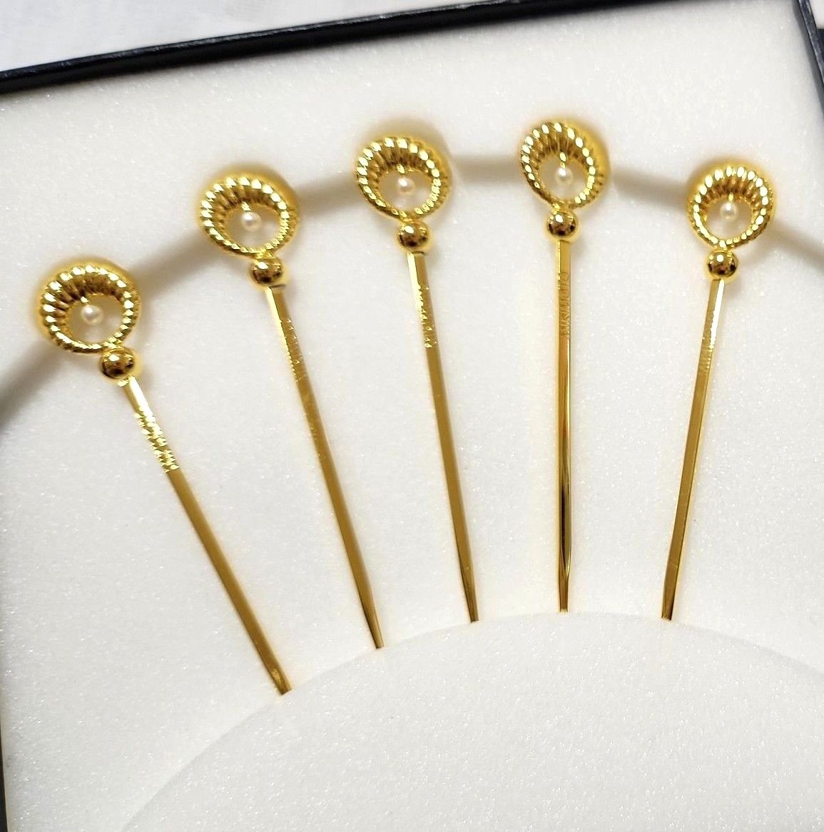 MIKIMOTO フルーツピック5本セット ゴールド 真珠付き 新品未 MIKIMOTO フルーツピック5本セット ゴールド 真珠付き 新品未