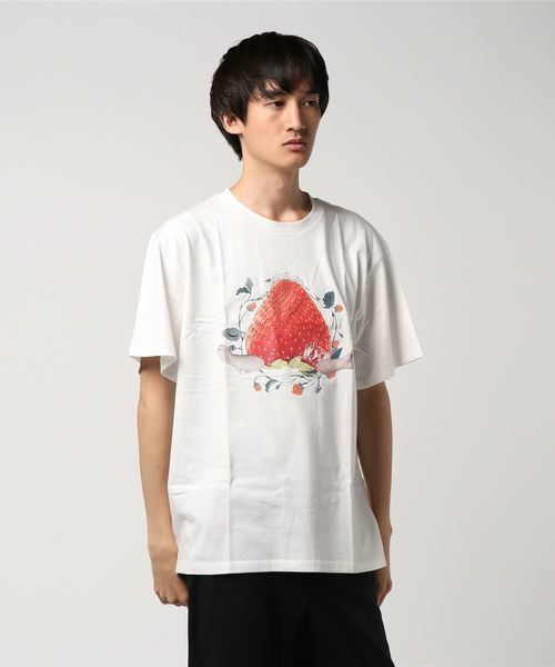 [E hyphen world gallery][ E hyphen world gallery strawberry . T-shirt men's M size cotton 100%] men's short sleeves shirt 