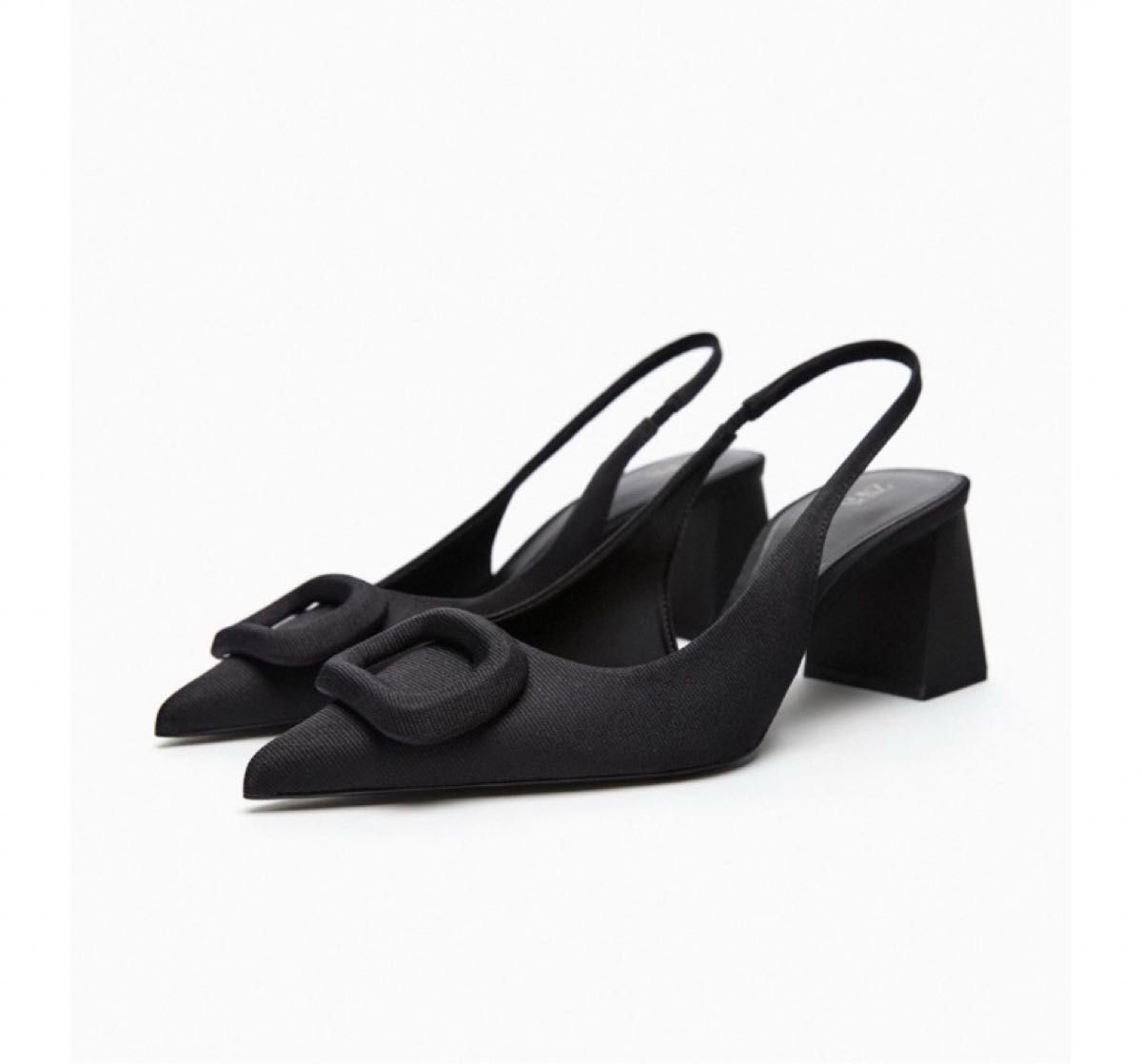 新品【ZARA】 ビジューディテール スリングバック シューズ 新品【ZARA】 ビジューディテール スリングバック シューズ