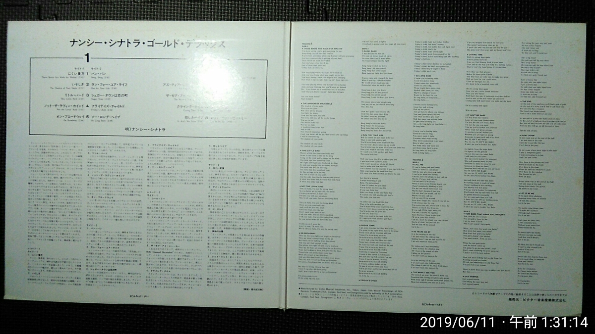 国内盤見開きジャケ2LP ナンシーシナトラ / ゴールドデラックス RCA-8057～58_画像4