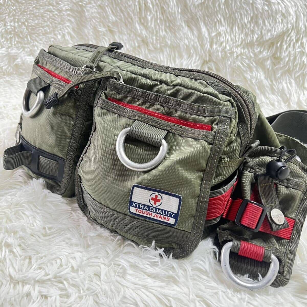 希少✨TOUGH ウエストポーチ ヴィンテージ加工 カーキ - バッグ 希少✨TOUGH ウエストポーチ ヴィンテージ加工 カーキ - バッグ