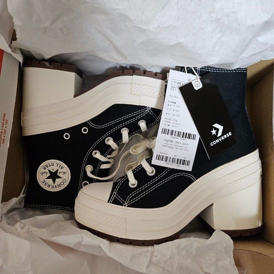日本未発売韓国 converse コンバース ct70 デラックスヒル 日本未発売 韓国 コンバース 黒 CHUCK 70 DE LUXE HEEL HI 24cm