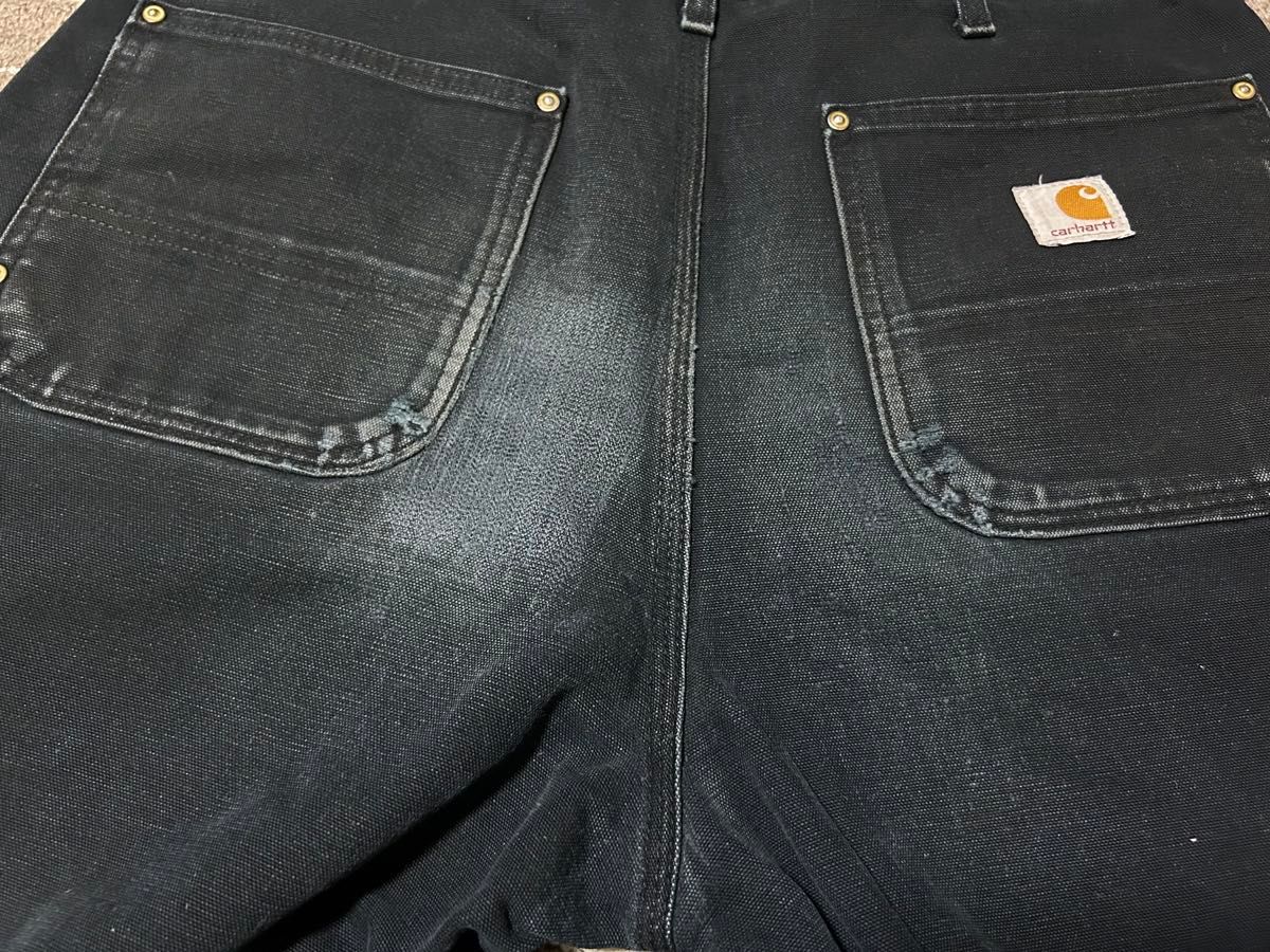 色落ち抜群 carhartt ダブルニーペインターパンツ BLK ボロ 色落ち抜群 carhartt ダブルニーペインターパンツ BLK ボロ