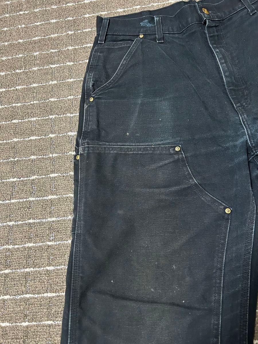 色落ち抜群 carhartt ダブルニーペインターパンツ BLK ボロ 色落ち抜群 carhartt ダブルニーペインターパンツ BLK ボロ