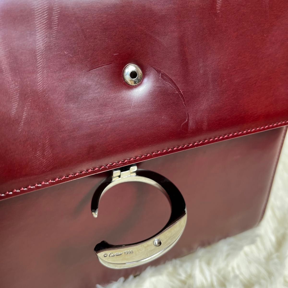 CARTIER カルティエ ハンドバッグ パンテール レザー ボルドー CARTIER カルティエ ハンドバッグ パンテール レザー ボルドー