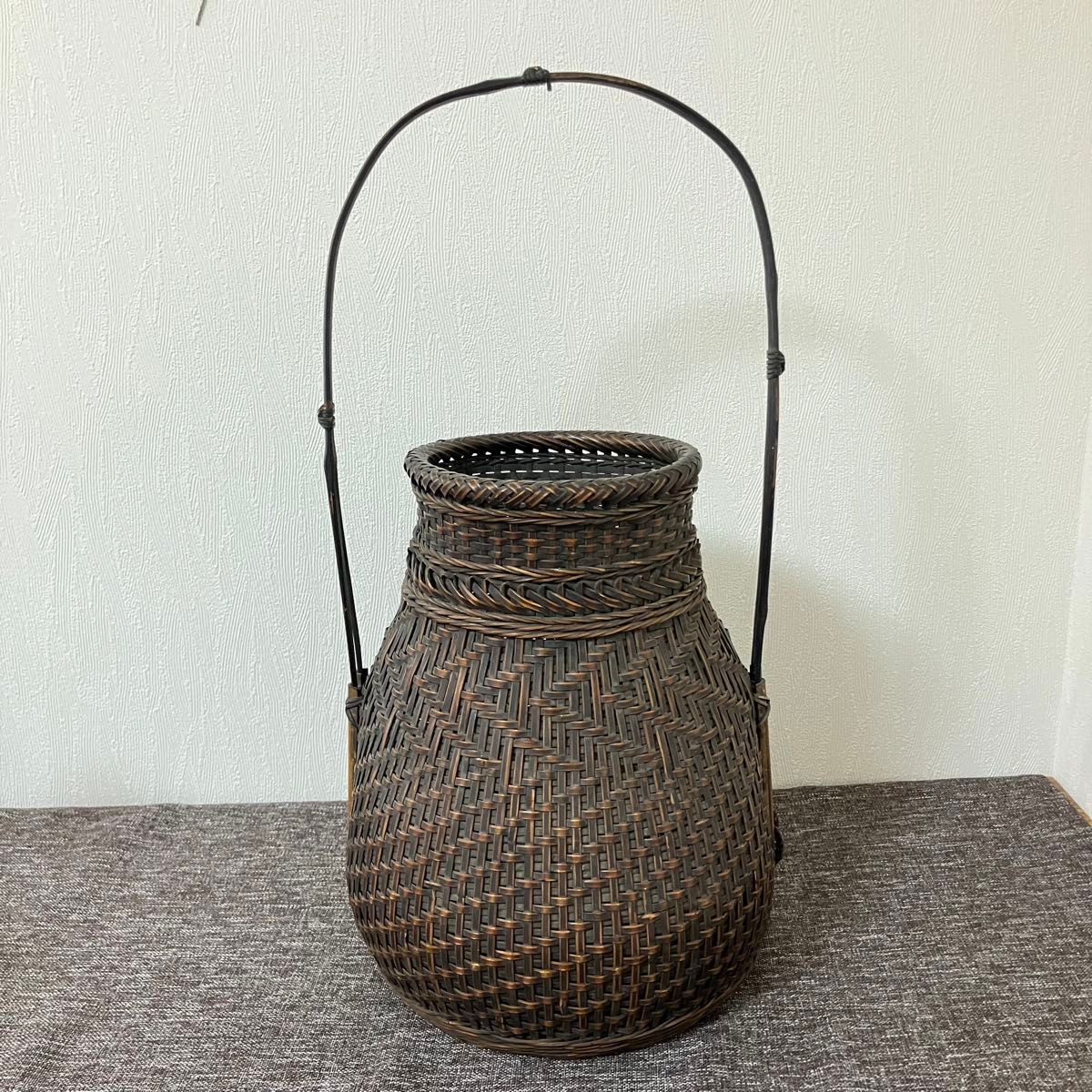 唐物籠 花籠 竹籠 籠花入 花器 奈良蔵出し 骨董 アンティーク 唐物籠 花籠 竹籠 籠花入 花器 奈良蔵出し 骨董 アンティーク