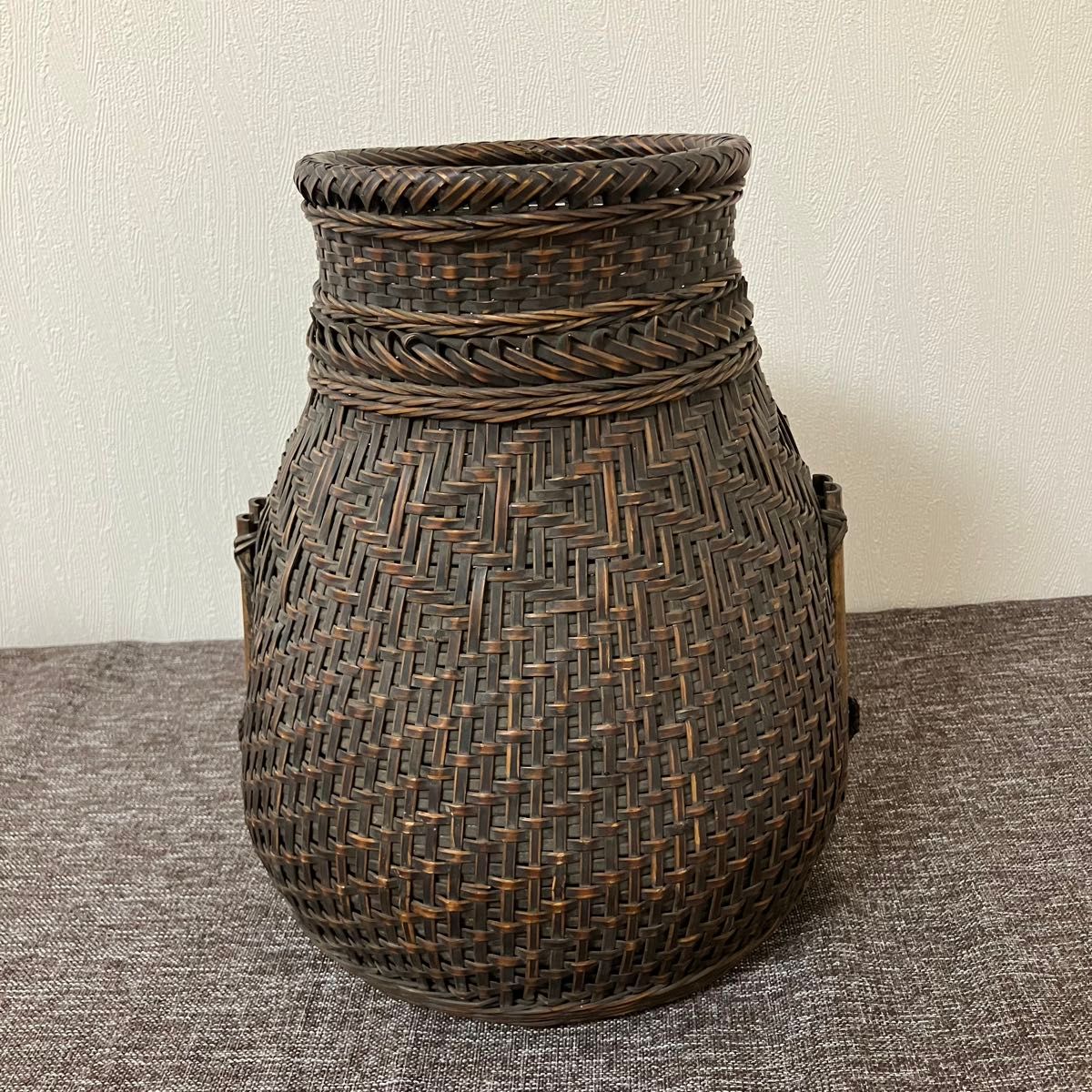 唐物籠 花籠 竹籠 籠花入 花器 奈良蔵出し 骨董 アンティーク 唐物籠 花籠 竹籠 籠花入 花器 奈良蔵出し 骨董 アンティーク