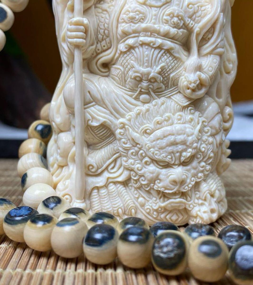 天然マンモス牙美しい手作り彫刻 財宝天王 ネックレス 天然マンモス牙美しい手作り彫刻 財宝天王 ネックレス