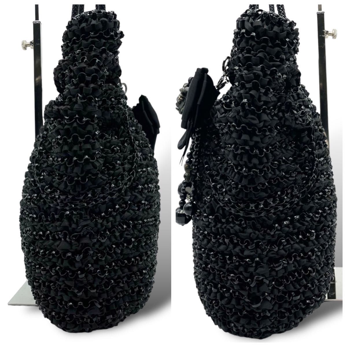アンテプリマ ワイヤーバッグ ブラック リボンチャーム付き 美品 極美品 ANTEPRIMAアンテプリマ ワイヤーバッグ 大容量 チャーム