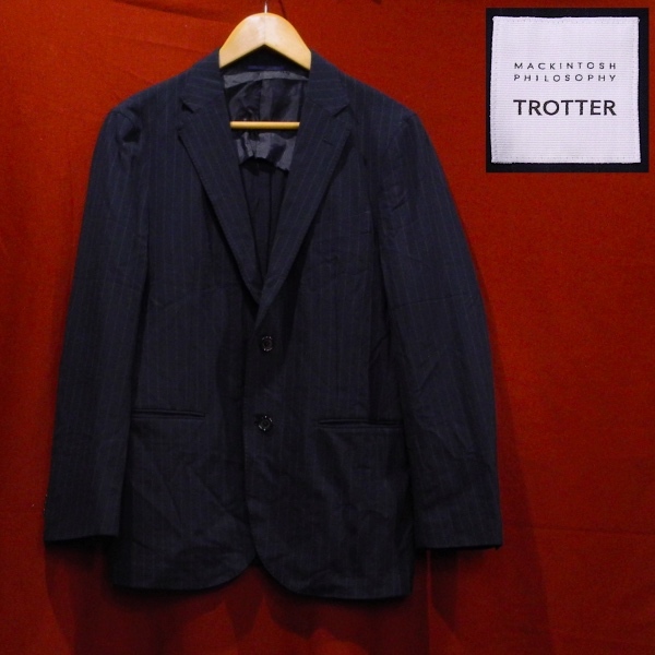 マッキントッシュ PHILOSOPHY TROTTER フィロソフィー トロッター デザイン ストライプ テーラード ブレザー ジャケット 紺 40 美品