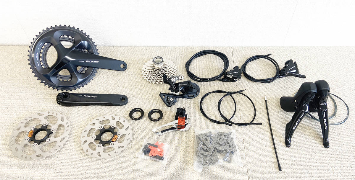新車外し!! シマノ R7025 105 ディスクブレーキ コンポーネント8点セット 116L(リンクなし)2x11