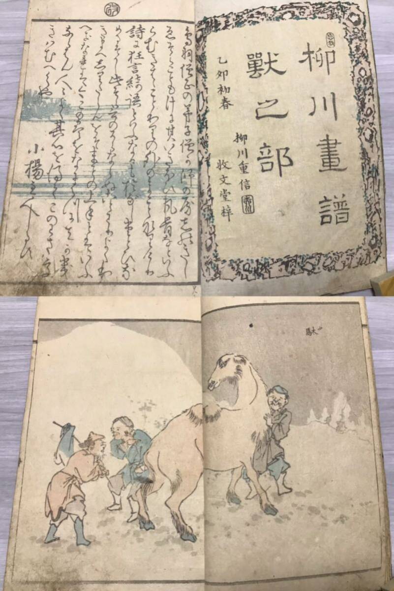柳川画譜 獣之部 1冊揃 柳川重信画 江戸期 和泉屋市兵衛刊 彩色 柳川画譜 獣之部 1冊揃 柳川重信画 江戸期 和泉屋市兵衛刊 彩色